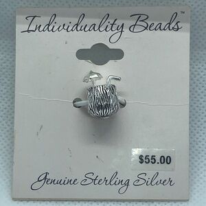 Sterling Silver Coconut Drink Bead for Pandora-style Bracelets